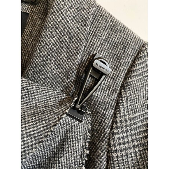 allsaints check monument wool  coat sz us 4 gray check houndstooth italian cloth - Picture 11 of 17